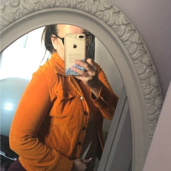 ORANGE corduroy stretchy jacket size small - Picture 8 of 10